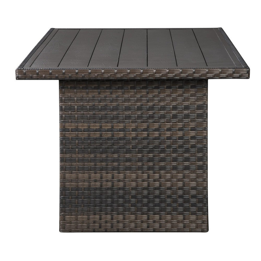 59’ Wicker Woven Table with Open Shelf Dark Brown By Casagear Home BM213289