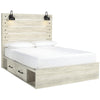 Transitional Wooden Queen Panel Headboard with Slated Design and Lamp White By Casagear Home BM213292