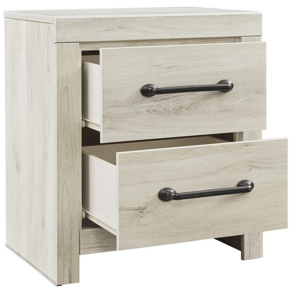 2 Drawer Nightstand with Bar Handles White By Casagear Home BM213351