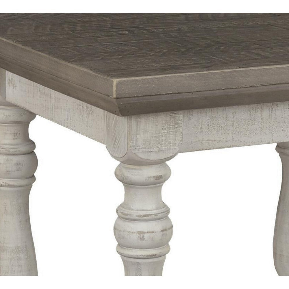 4 Post Plank Top End Table White and Gray By Casagear Home BM213361