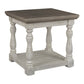 4 Post Plank Top End Table White and Gray By Casagear Home BM213361