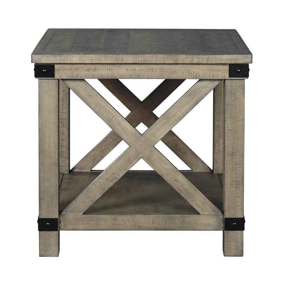 X-Sides End Table with Bottom Shelf Gray By Casagear Home BM213373