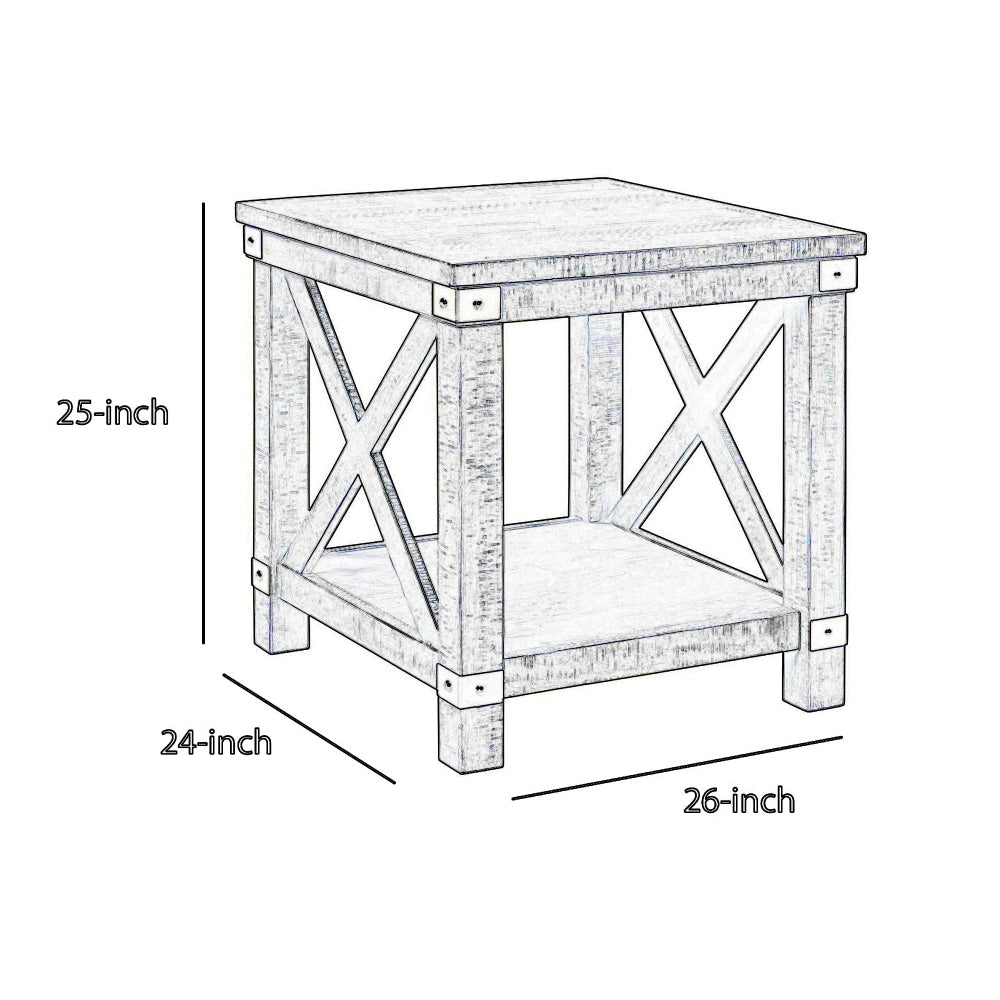 X-Sides End Table with Bottom Shelf Gray By Casagear Home BM213373