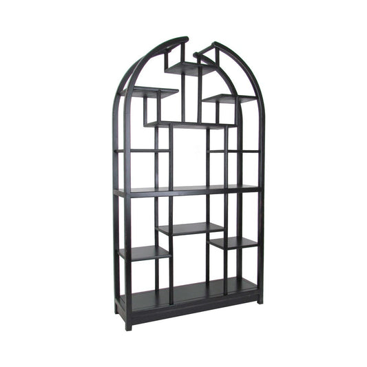 Arched Shape Display Unit with Multiple Shelves, Antique Black By Casagear Home