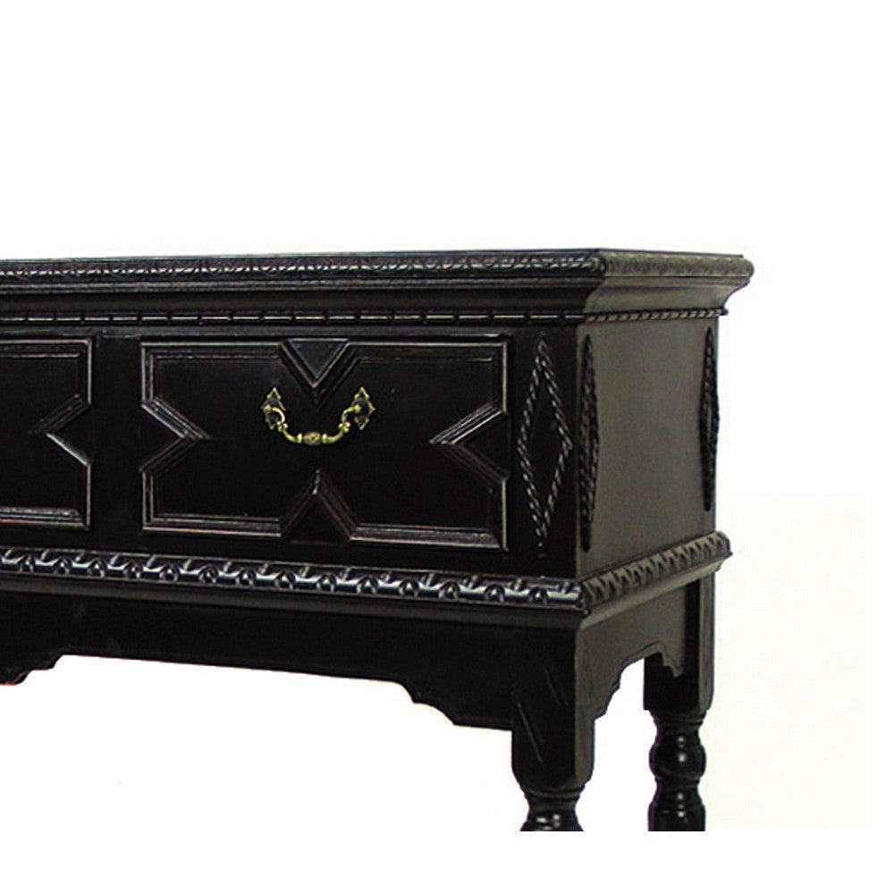 3 Drawer Console Table with X Shaped Design and Bun Feet Black By Casagear Home BM213441