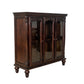 Traditional Wood and Glass Accent Cabinet with Carved Details Brown By Casagear Home BM213463