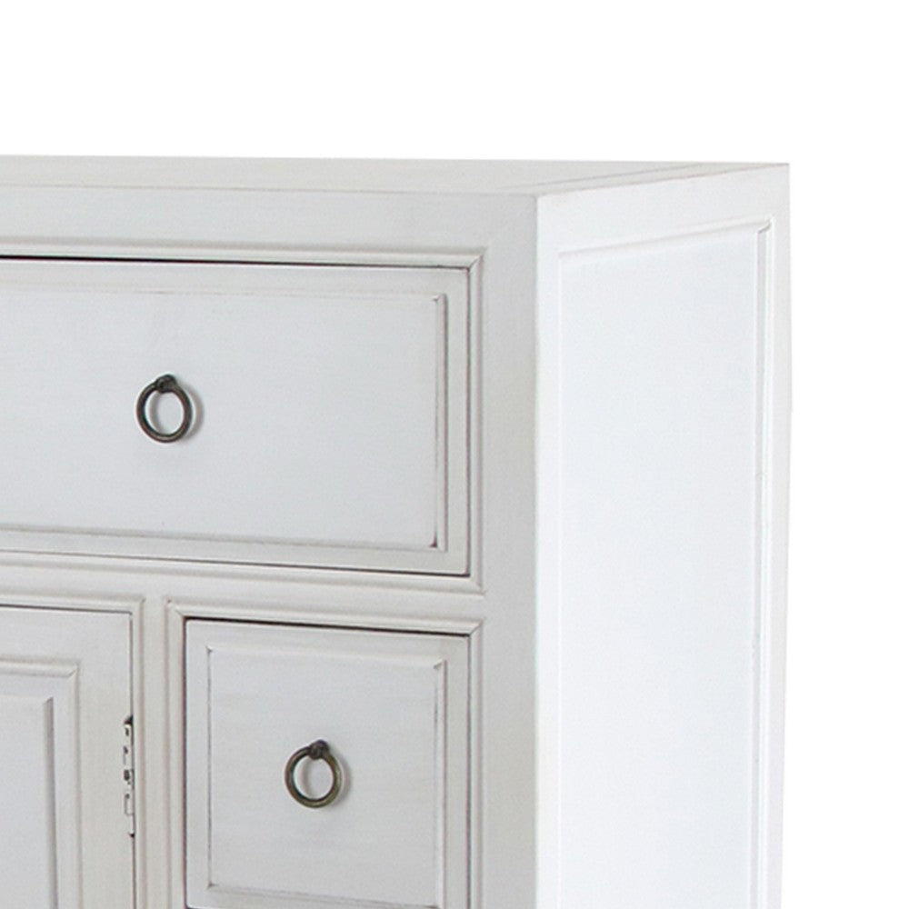 Wooden Chest with 8 Spacious Drawers and 1 Cabinet White By Casagear Home BM213478