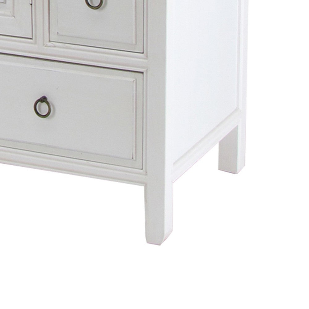 Wooden Chest with 8 Spacious Drawers and 1 Cabinet White By Casagear Home BM213478