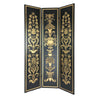 Wooden Double Sided 3 Panel Room Divider with Motifs Multicolor By Casagear Home BM213494