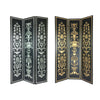 Wooden Double Sided 3 Panel Room Divider with Motifs Multicolor By Casagear Home BM213494