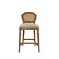 Nailhead Fabric Upholstered Bar Stool with Perforated Back Beige and Brown by Casagear Home BM214010