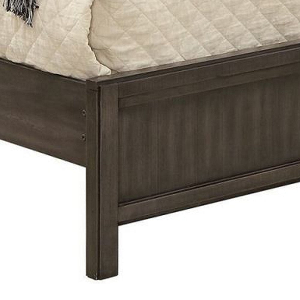 Platform Style California King Bed with Sleigh Headboard Gray and Beige By Casagear Home BM214088