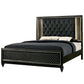 2 Drawer California King Bed with Button Tufted Headboard and LED Trim,Gray By Casagear Home