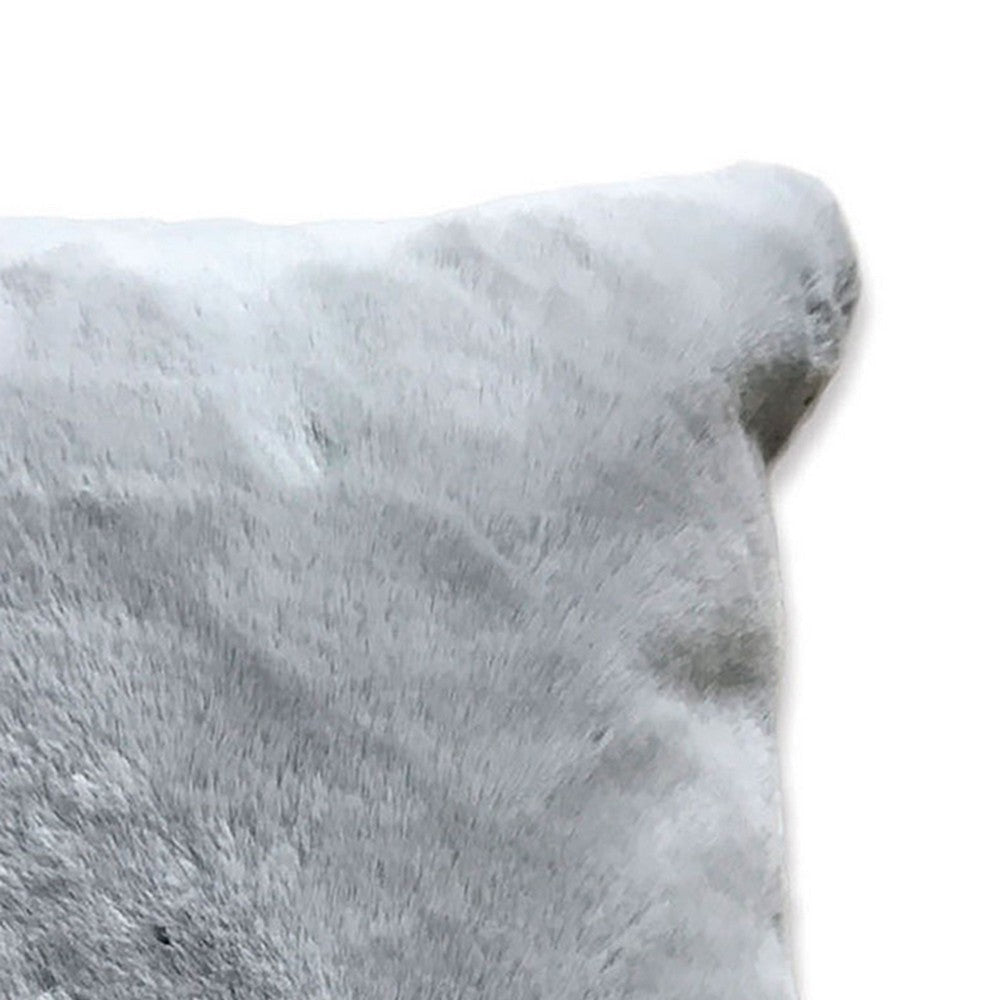 20 X 20 Inch Fabric Accent Pillow with Fur Like Texture Light Gray By Casagear Home BM214113