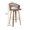 Leatherette Swivel Wooden Counter Stool with Curved Back Brown and Gray By Casagear Home BM214508