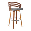 Leatherette Swivel Wooden Counter Stool with Curved Back, Brown and Gray By Casagear Home