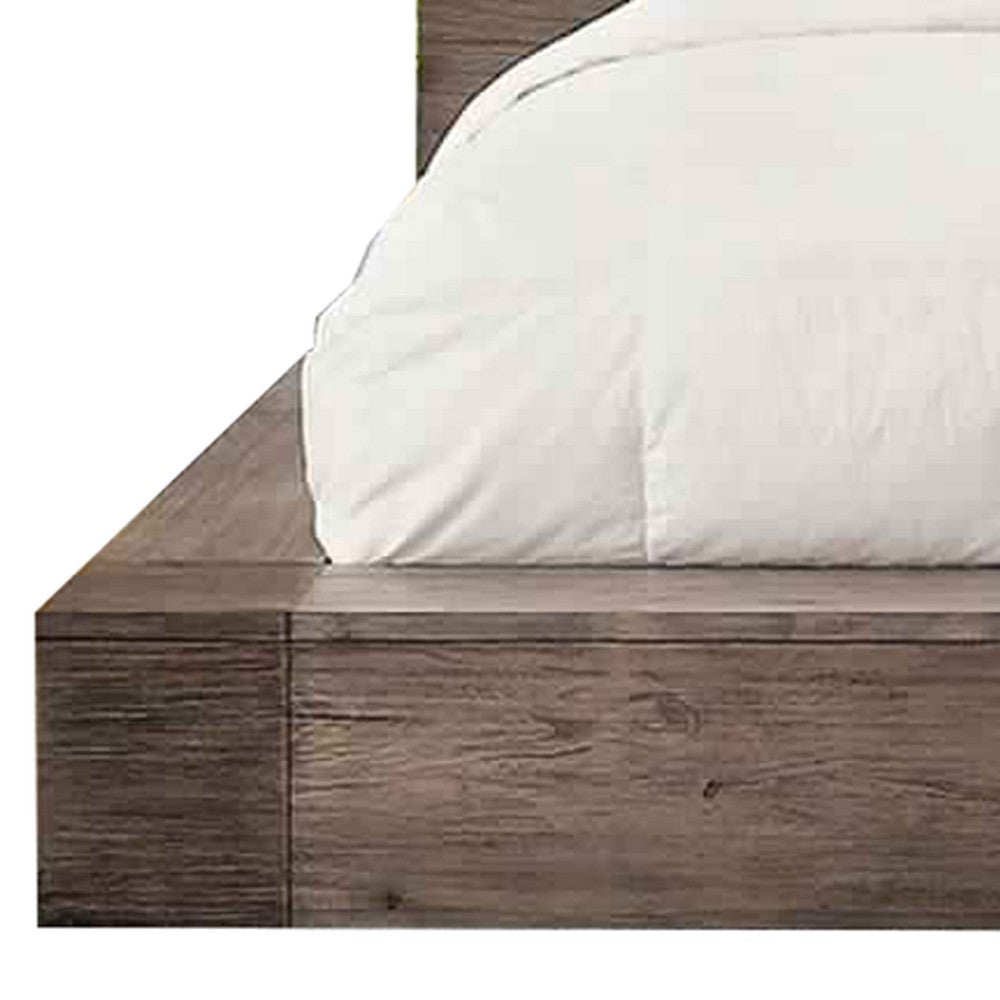 Transitional Style Wooden California King Size Bed with Grain Details,Brown By Casagear Home BM214522