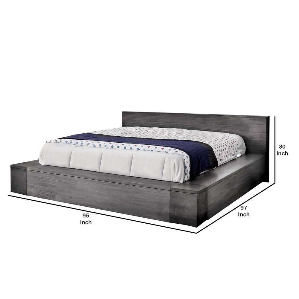 Transitional Style Wooden Eastern King Size Bed with Grain Details Gray By Casagear Home BM214525