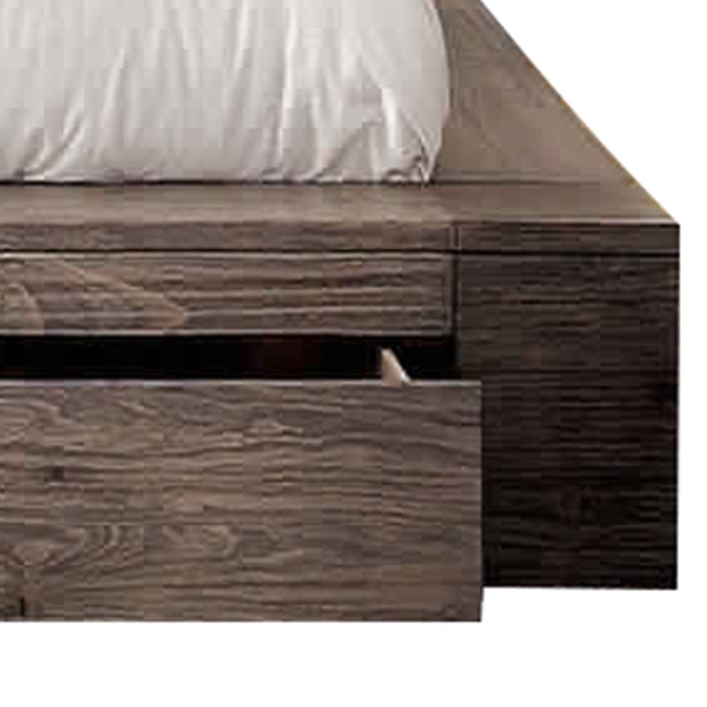 Transitional Style Wooden California King Size Bed with 2 Drawers Brown By Casagear Home BM214526