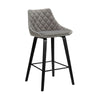 26 Inch Velvet Upholstered Diamond Tufted Wood Leg Barstool Gray and Black By Casagear Home BM214620