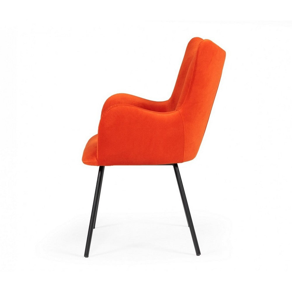 Fabric Upholstered Dining Chair with Winged Back Orange By Casagear Home BM214799