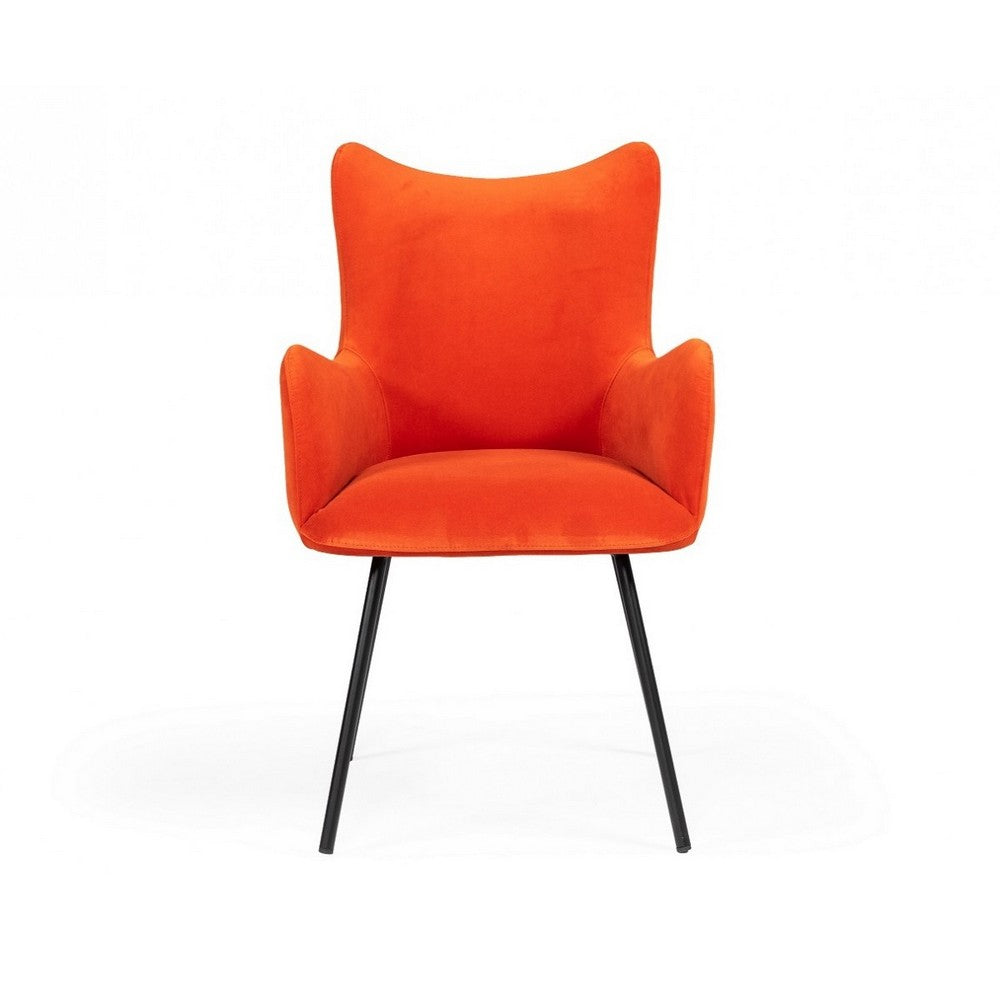 Fabric Upholstered Dining Chair with Winged Back Orange By Casagear Home BM214799