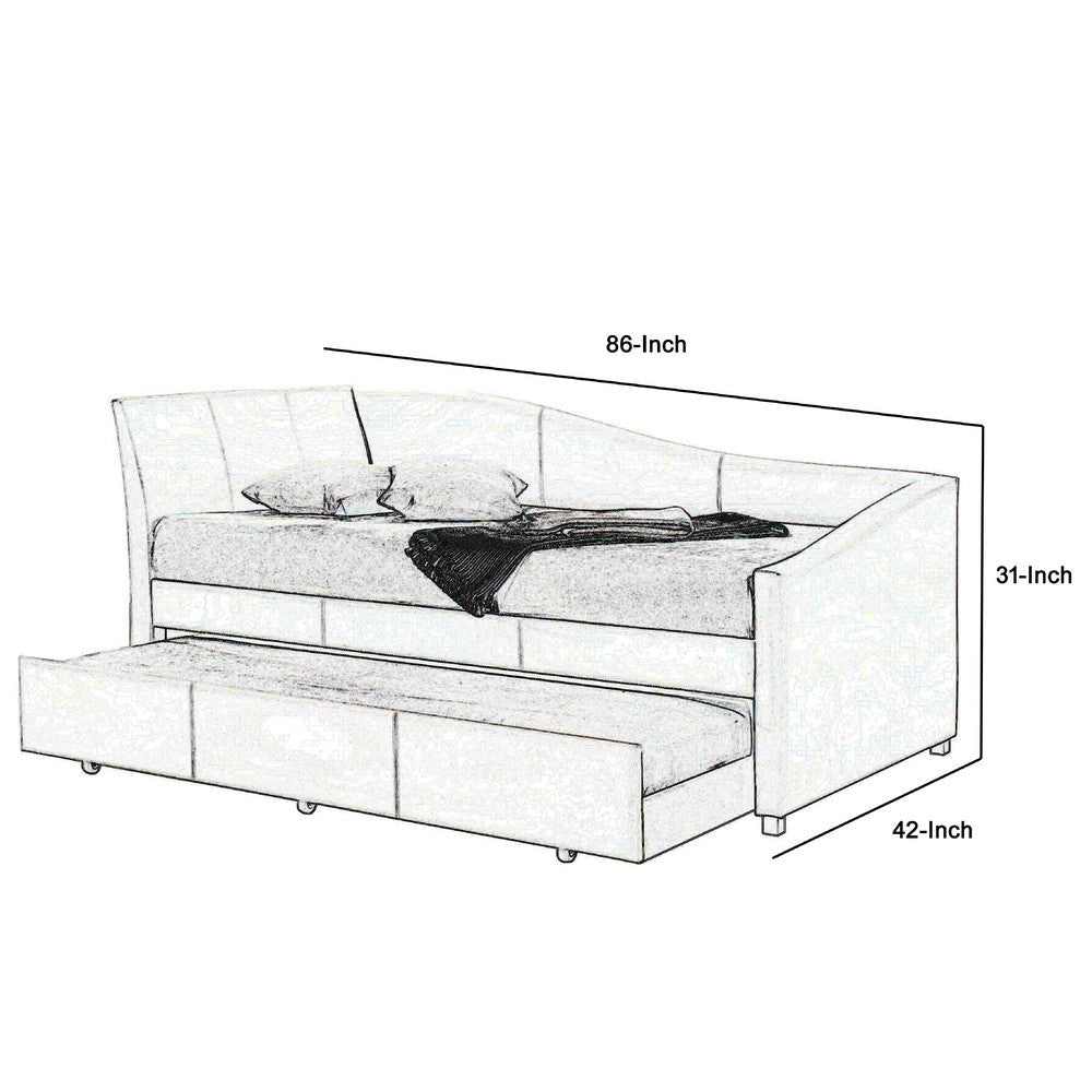 Leatherette Twin Size Daybed and Trundle with Sloped Back White By Casagear Home BM214911