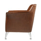 Leatherette Accent Chair with Track Armrest and Welt Trim Details Brown By Casagear Home BM214954