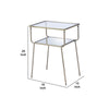 Glass Top End Table with Metal Frame and Open Bottom Shelf Brass and Clear By Casagear Home BM214975