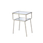 Glass Top End Table with Metal Frame and Open Bottom Shelf, Brass and Clear By Casagear Home