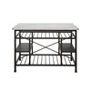 Marble Top Metal Kitchen Island with 2 Slated Shelves Brown and White By Casagear Home BM214990