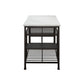 Marble Top Metal Kitchen Island with 2 Slated Shelves Brown and White By Casagear Home BM214990