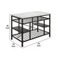 Marble Top Metal Kitchen Island with 2 Slated Shelves Brown and White By Casagear Home BM214990