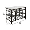 Marble Top Metal Kitchen Island with 2 Slated Shelves Brown and White By Casagear Home BM214990