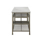 Marble Top Metal Kitchen Island with 2 Slated Shelves Gray and White By Casagear Home BM214991