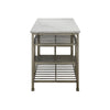 Marble Top Metal Kitchen Island with 2 Slated Shelves Gray and White By Casagear Home BM214991