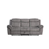 87 Inch Motion Sofa 2 USB Docks Cup Holders Console Storage Gray Velvet By Casagear Home BM214999