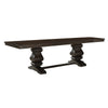 Transitional Dining Table with Double Pedestal Base and Removable Leaf,Brown By Casagear Home