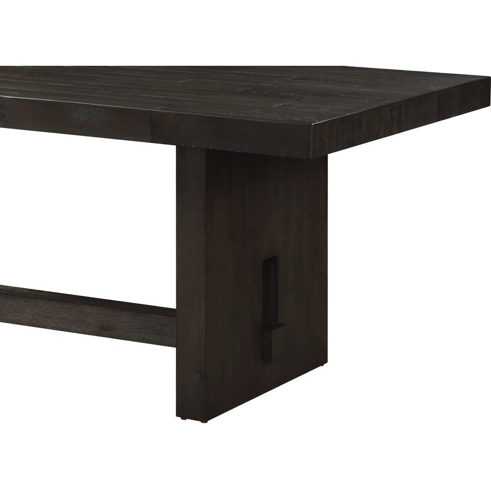 Plank Style Dining Table with Rectangular Trestle Support Espresso Brown By Casagear Home BM215020