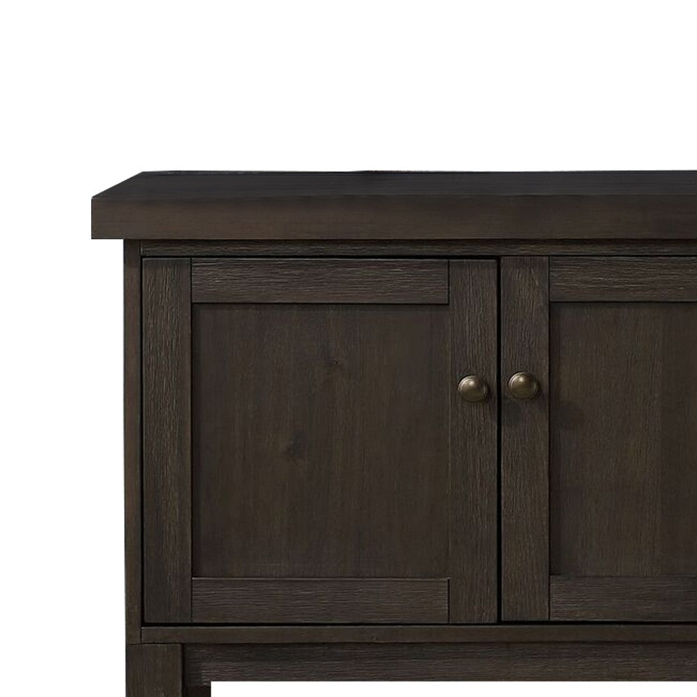 Transitional Style Server with 3 Doors and Open Bottom Shelf Brown By Casagear Home BM215021