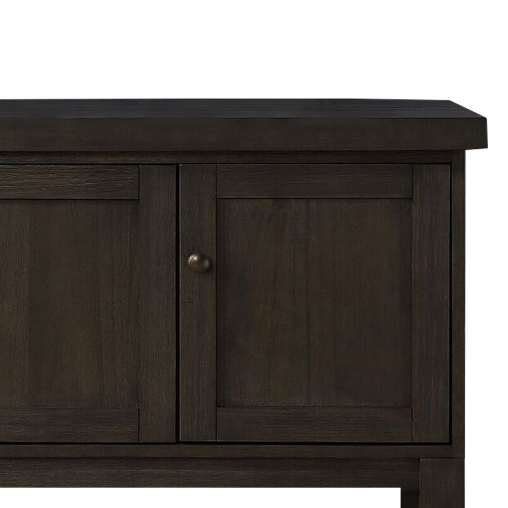 Transitional Style Server with 3 Doors and Open Bottom Shelf Brown By Casagear Home BM215021