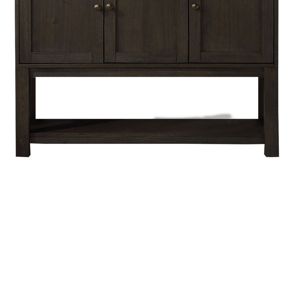 Transitional Style Server with 3 Doors and Open Bottom Shelf Brown By Casagear Home BM215021