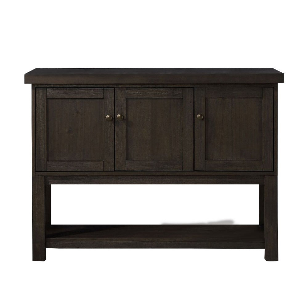 Transitional Style Server with 3 Doors and Open Bottom Shelf Brown By Casagear Home BM215021