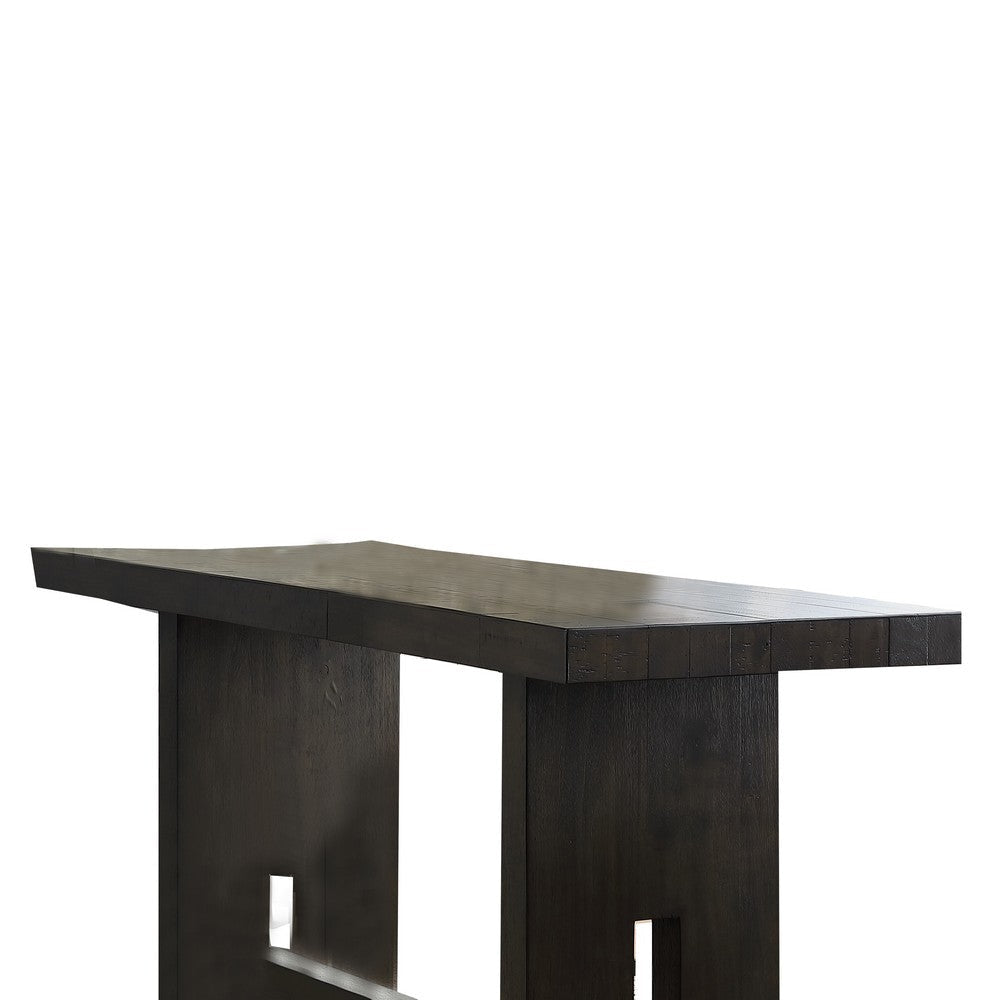 Plank Style Counter Height Table with Trestle Support Espresso Brown By Casagear Home BM215023