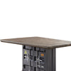 Industrial Dining Table with Metal Base and Recessed Panels White and Gray By Casagear Home BM215032