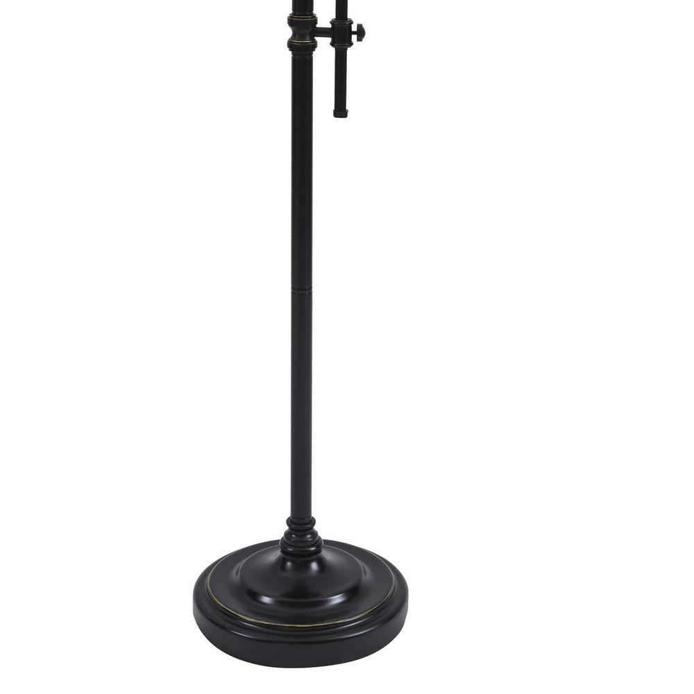 Contemporary Drum Shade Metal Frame Floor Lamp Black and Light Gray By Casagear Home BM215054