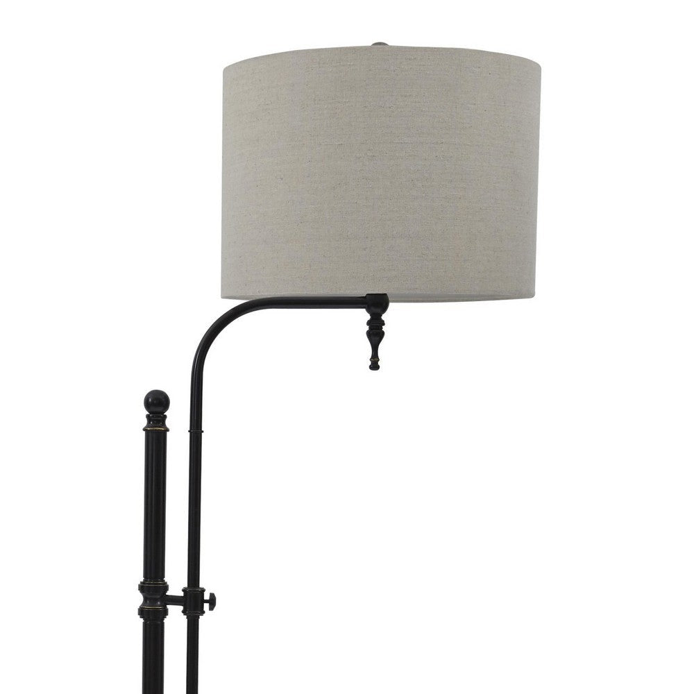 Contemporary Drum Shade Metal Frame Floor Lamp Black and Light Gray By Casagear Home BM215054