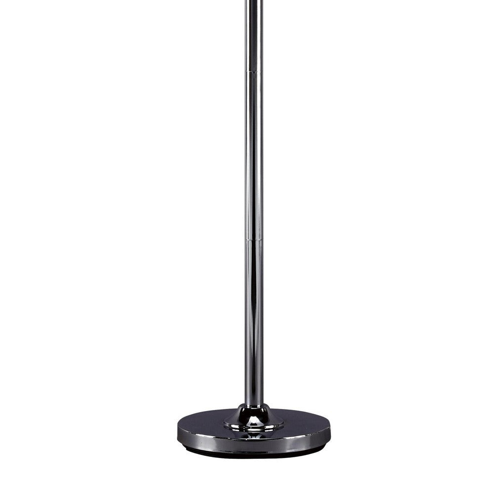 Tapered Drum Shade Metal Floor Lamp with Crystal Accent Silver and White By Casagear Home BM215055