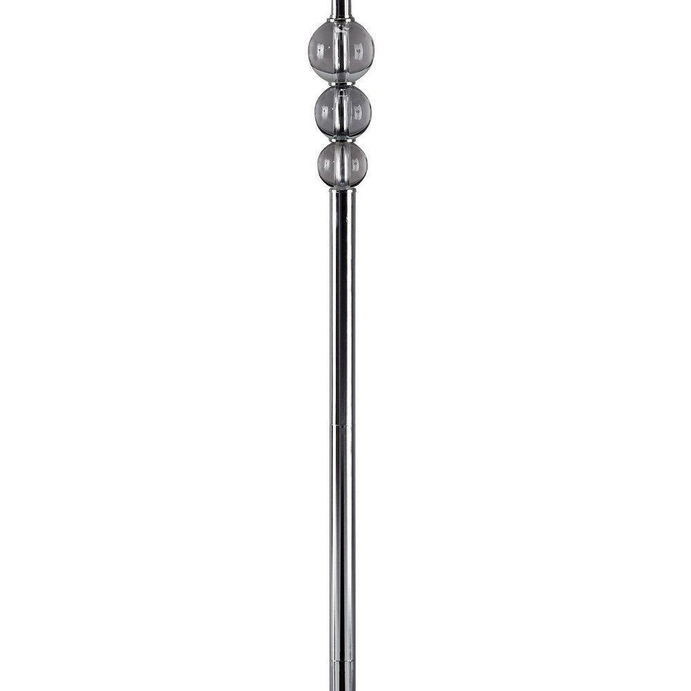 Tapered Drum Shade Metal Floor Lamp with Crystal Accent Silver and White By Casagear Home BM215055