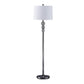 Tapered Drum Shade Metal Floor Lamp with Crystal Accent, Silver and White By Casagear Home